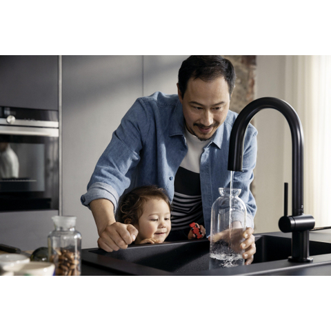 Hansgrohe Aqittura M91 SodaSystem 210, uittrekbare uitloop 1jetsBox, starter set mat zwart SW1567463