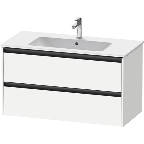 Duravit Ketho.2 Wastafelonderbouwkast - met 2 laden - 101x48x55cm - met grepen antraciet - wit mat SW771896