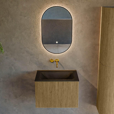 Mondiaz KURVE Ensemble meuble de salle de bains - 60x46x40cm - 1 tiroir - lavabo solid surface - milieu - sans trou de robinet - Dusk SW1415081