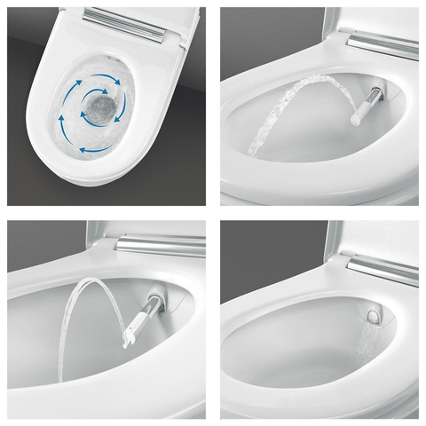 Geberit AquaClean Sela Douche Wc - 37.5x56.5cm - softclose - keratect - chroom afdekplaat - alpine - glans wit SW258980