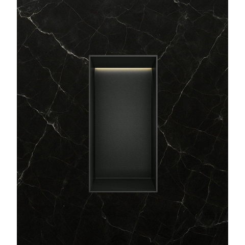 Hotbath &MORE Inbouwbox of inbouwnis - 30x15x10 - frameless + LED - PVD - geborsteld zwart SW1246533