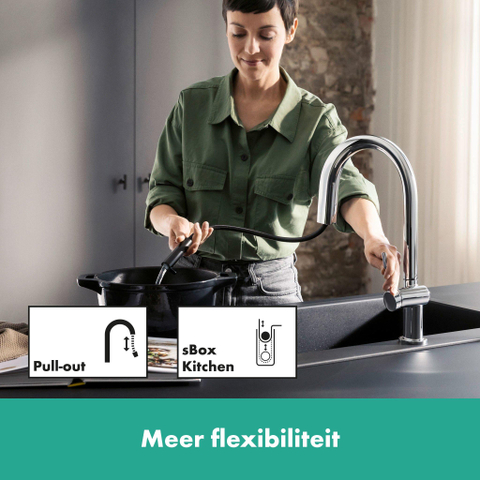 Hansgrohe Aqittura M91 Filter systeem - 210 uittrekbare uitloop - 1jet - sbox - hoogglans chroom SW918503