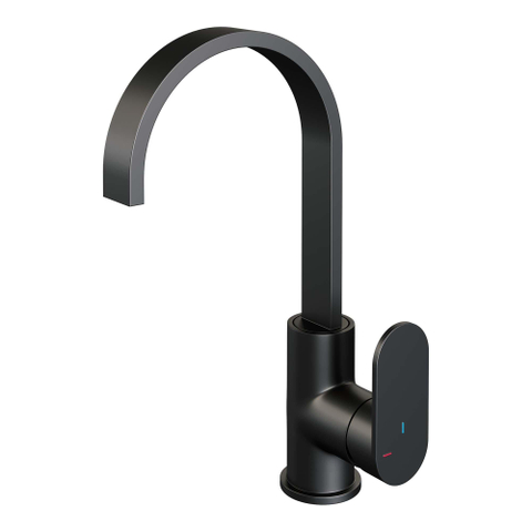 Brauer Black Edition Robinet de lavabo rehaussé avec bec rotatif économiseur d'énergie Noir mat SW385394