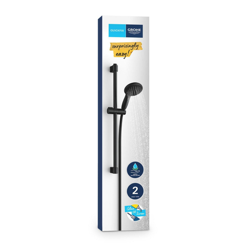 Grohe Vitalio Start 110 Glijstangset - 60cm - ronde handdouche - 2 straalsoorten - gladde doucheslang - matte black (mat zwart) SW1126516
