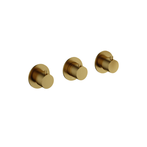 Hotbath Cobber Afbouwdeel - inbouw douche thermostaat - met 2 stopkranen horizontale plaatsing - PVD - geborsteld messing (goud) SW229907