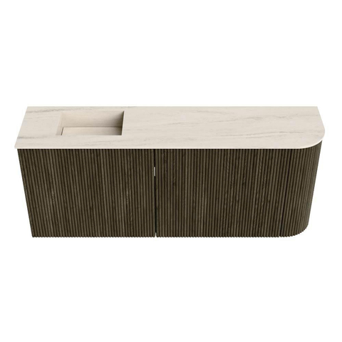 Mondiaz JOYA-DLUX Meuble de salle de bains 101.6cm - arrondi droit couleur Shadow - Vasque FAYE position Gauche Sans trou de robinet couleur Meli SW1424909
