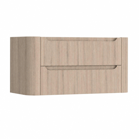 H&R Badmeubelen Juice Meuble sous lavabo - 100x45x50cm - coins arrondis - 2 tiroirs - poignée intégrée - chêne Rockford SW1489782