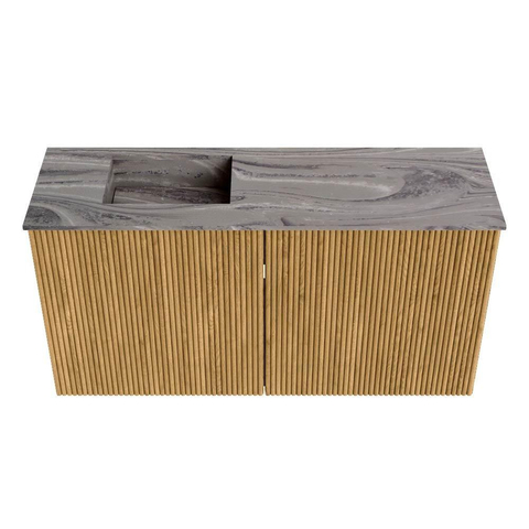 Mondiaz JOYA-DLUX 80cm toiletmeubel - kleur Oak - Wastafel FAYE positie Links 1 kraangat kleur Sombra. SW1424236