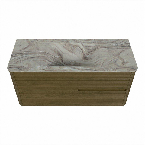 Mondiaz CIRO-DLUX Badkamermeubelset - 110x45x50cm - Solid surface wastafel Glace - 1 wasbak Midden - zonder kraangaten - 2 lades - Dusk SW1532976