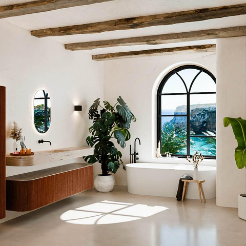 MONDIAZ THOR-DLUX 200cm meuble de salle de bains arrondi gauche + droite couleur Ruby avec 2 tiroirs et 2 portes. Vasque suspendue CLOUD Milieu sans trou de robinet couleur Arena. SW1467074