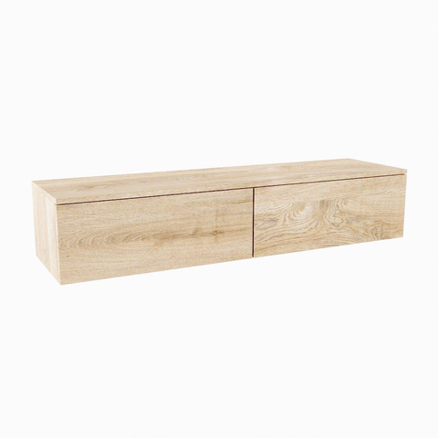 MODULE MONDIAZ ALAN Meuble sous lavabo - 150x45x30cm - 2 tiroirs - push to open - Mélamine - Chêne blanchi mat SW536287