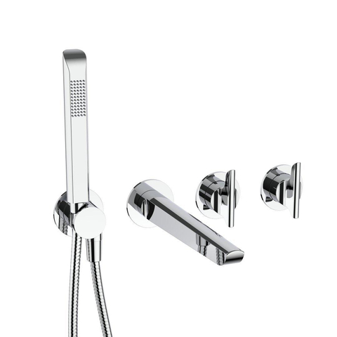 Crosswater MODULE Badset - 2 grepen - baduitloop - handdouche - hoogglans chroom SW927812