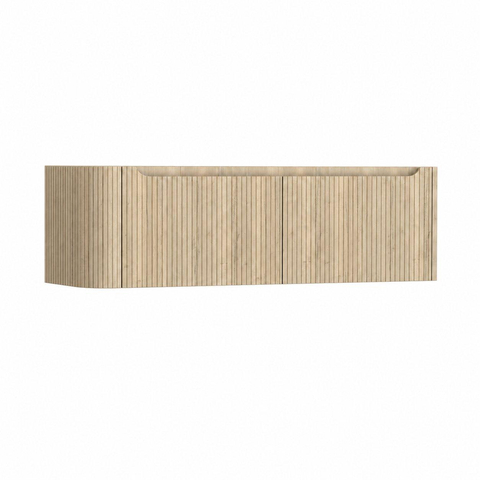 H&R Badmeubelen Juice Wastafelonderkast - 140x45x40cm - linkerhoek afgerond - 3D-front - 2 lades - geïntegreerde greep - french oak SW1260153