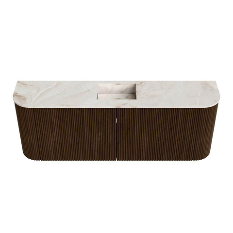 Mondiaz JOYA-DLUX 113.2cm toiletmeubel - ronding links en rechts kleur Walnut - Wastafel FAYE positie Midden 1 kraangat kleur Frappe. SW1422340