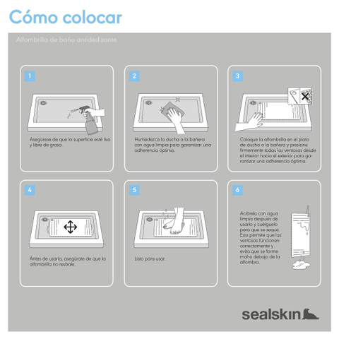 Sealskin Ribb Tapis de bain - 40x70cm - Antidérapant - inclus - crochet noir - Blanc SW1421062