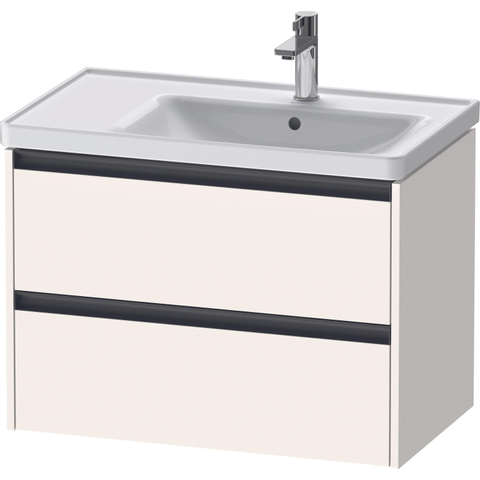 Duravit Ketho.2 Wastafelonderbouwkast - met 2 laden - voor waskom rechts - 78.4x45.5x54.9cm - met grepen antraciet - wit supermat SW772259