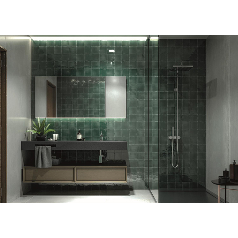 ÉCHANTILLON Terravito Viondo carreau mural - 13x13cm - 10mm - Carré - Vert ancien Brillant SW735965