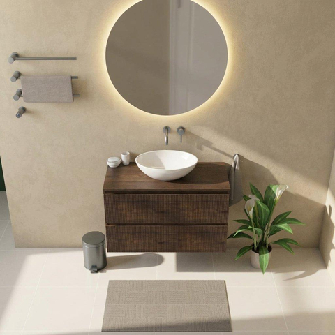 Saniclass Holz Atelier Badkamermeubelset - 100x45x62cm - houten topblad - zonder kraangat - 2 lades - mat eiken charcoal (hout) SW1436737