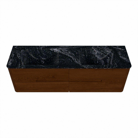 Mondiaz CIRO-DLUX Badkamermeubelset - 160x45x50cm - Solid surface wastafel Lava - 2 wasbak Dubbel - zonder kraangaten - 4 lades - Ruby SW1531620