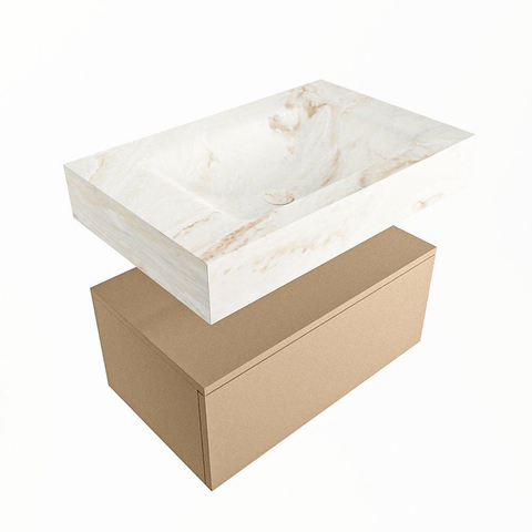 MONDIAZ ALAN - DLUX Badkamermeubelset - 70cm - onderkast - Oro - 1 lade - vrijhangende wastafel - wasbak midden - 1 kraangat - Frappe SW804962