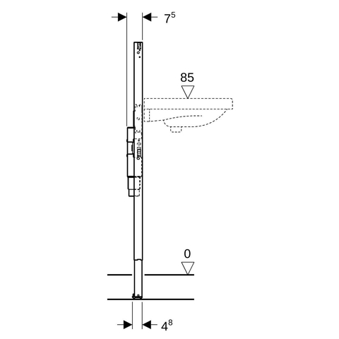 Geberit Duofix wastafel - hoogte 112 - voor inbouw sifon - blauw SW1237122