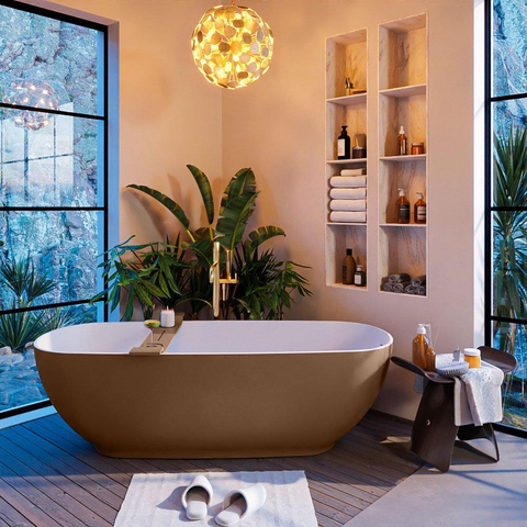 MONDIAZ ALAN - DLUX Badkamermeubelset - 90cm - onderkast - Rust - 1 lade - vrijhangende wastafel - wasbak midden - 1 kraangat - Ostra SW807448