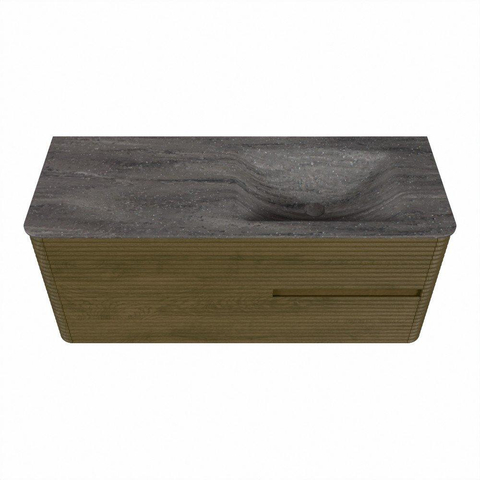 Mondiaz CIRO-DLUX Badkamermeubelset - 120x45x50cm - Solid surface wastafel Oza - 1 wasbak Rechts - zonder kraangaten - 2 lades - Dusk SW1533281