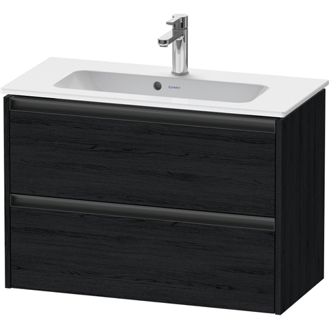 Duravit Ketho 2 meuble sous-lavabo avec 2 tiroirs 81x39x54.9cm avec poignées chêne anthracite noir mat SW772303