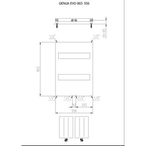 Plieger Genua EVO designradiator horizontaal 805x550mm 361W wit SW224524