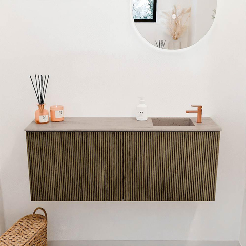 Mondiaz JOYA-DLUX 100cm toiletmeubel - kleur Dusk - Wastafel FAYE positie Rechts 1 kraangat kleur Saba. SW1426070