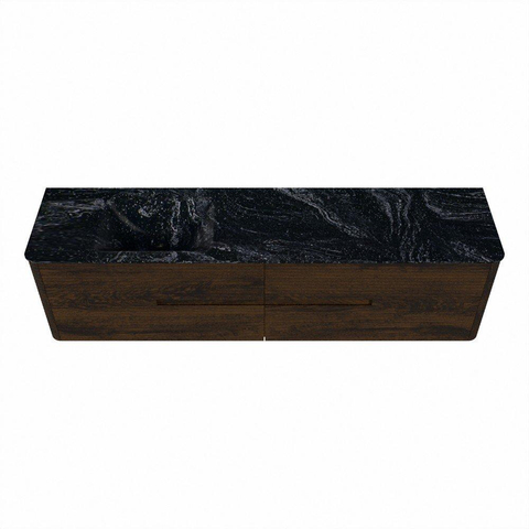 Mondiaz CIRO-DLUX Badkamermeubelset - 190x45x50cm - Solid surface wastafel Lava - 1 wasbak Links - 1 kraangat - 4 lades - Walnut SW1530191