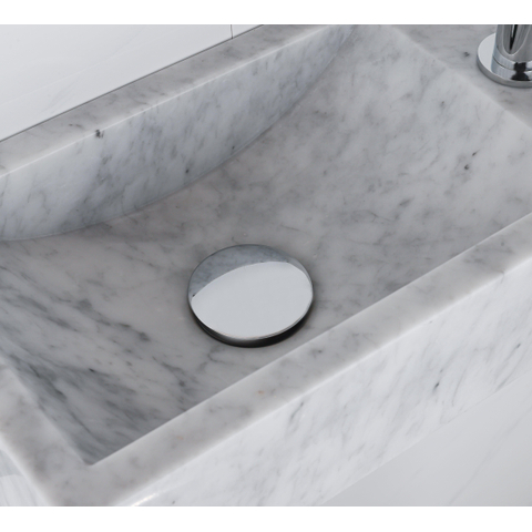 Saniclass Fuente pack lave-mains – rectangulaire – 40 x 22 x 10 cm – pierre naturelle blanche – robinet chromé SW1111493