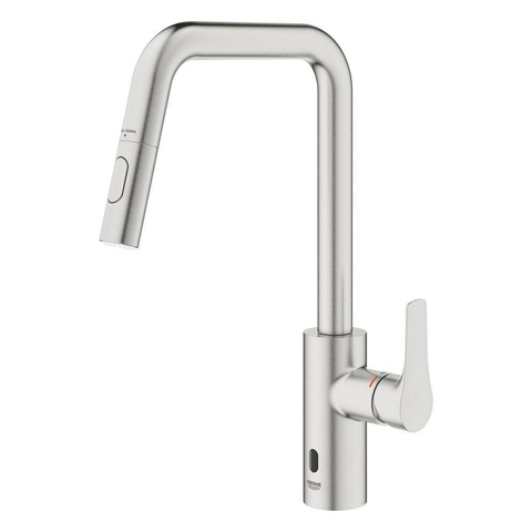 Grohe Eurosmart Mitigeur d'évier - haut - bec pivotant - Supersteel (aspect inox) SW1234867