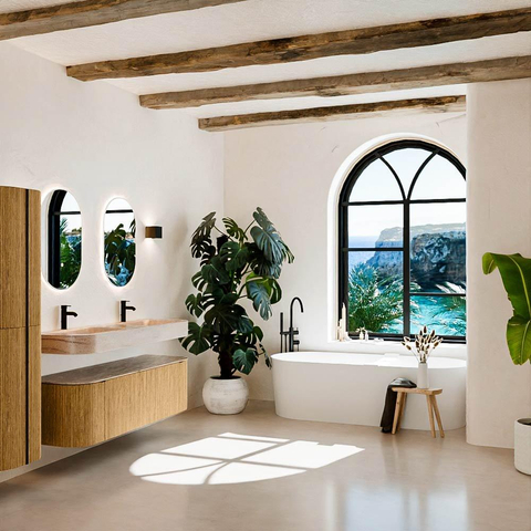MONDIAZ THOR-DLUX 150cm meuble de salle de bains arrondi gauche + droite couleur Oak avec 1 tiroir et 2 portes. Vasque suspendue CLOUD Double 2 trous de robinet couleur Saba. SW1464861