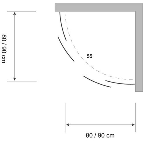 Plieger Economy douchecabine kwartrond 90x90x185cm wit 4283004