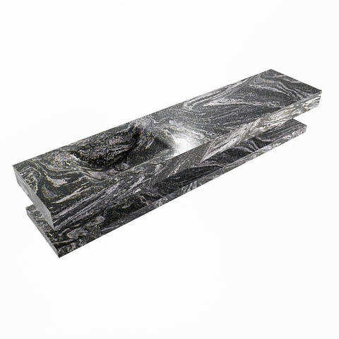 Mondiaz ALAN-DLUX Ensemble de meuble - 200cm - meuble Lava mat - 0 tiroirs - Lavabo Cloud Lava suspendu - vasque Gauche - 0 trous de robinet SW809241