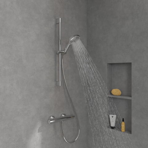 Villeroy & Boch Verve Showers Glijstangset - met drie functies - voor wandmontage - hoogglans chroom SW974369