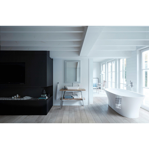 Duravit Cape cod Kunststof bad acryl ovaal - vrijstaand - met aangevormd paneel - 185x85x62cm - met af en overloopgarnituur - mat wit 0300894