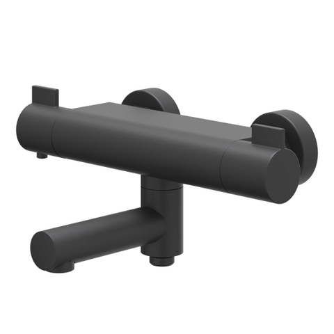 IVY Pact Robinet de baignoire thermostatique apparent - bec de baignoire pivotant - inverseur - Cooltouch - Noir mat PED SW1031161