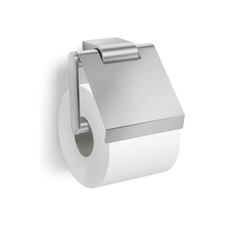 Zack Atore toiletrolhouder met klep 12.4x12.4x5.4cm RVS Mat SW538590
