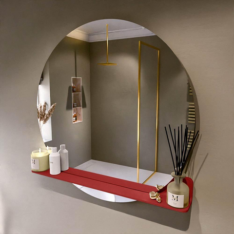 Mondiaz SPOT spiegel – Ø100 cm – met planchet – Fire (rood) SW1235528