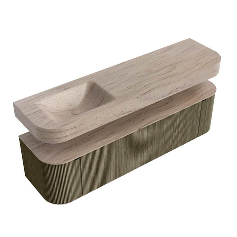 MONDIAZ THOR-DLUX Meuble de salle de bains - 170cm - arrondi gauche + droite - couleur Shadow - 1 tiroir - 2 portes - Vasque suspendue CLOUD Gauche sans trou de robinet - couleur Saba SW1465742