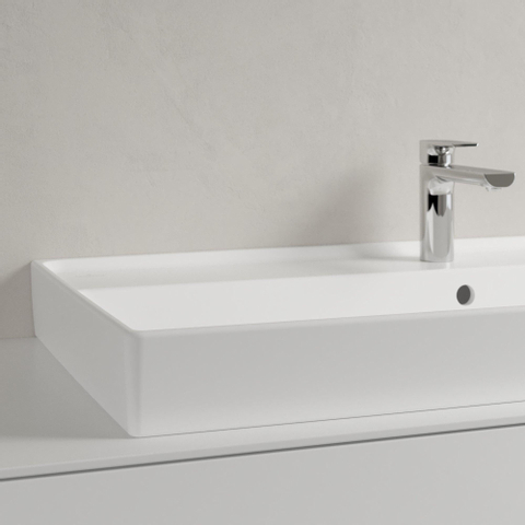 Villeroy & Boch Collaro meubelwastafel - 100x47cm - met overloop - 1 kraangat CeramicPlus - Stone White (mat wit) SW358325
