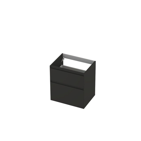 INK Wastafelonderkast - 60x45x65cm - 2 lades - greeploos - MDF lak - Antraciet mat SW693188