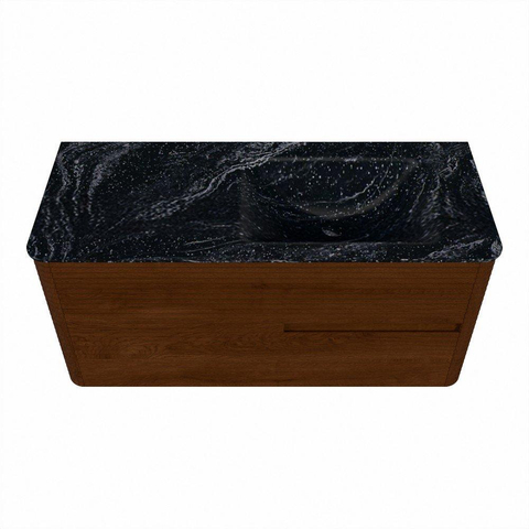 Mondiaz CIRO-DLUX Ensemble meuble de salle de bains - 110x45x50cm - Vasque solid surface Lava - 1 bassin à droite - sans trous de robinet - 2 tiroirs - Ruby SW1531581
