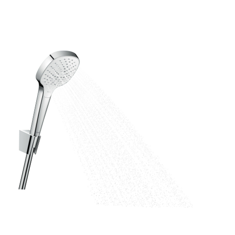 Hansgrohe Croma select e PorterS badset - met Croma - select E Vario - handdouche - met wandhouder - met isiflex B - doucheslang - 125cm wit/chroom - wit chroom 0605481