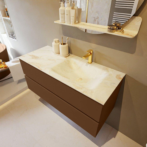 Mondiaz VICA-DLUX Badkamermeubelset - 110cm - rust - 2 lades - Inbouw wastafel CLOUD - rechts - 1 kraangat - kleur Frappe - XL versie 60cm hoog SW1189300
