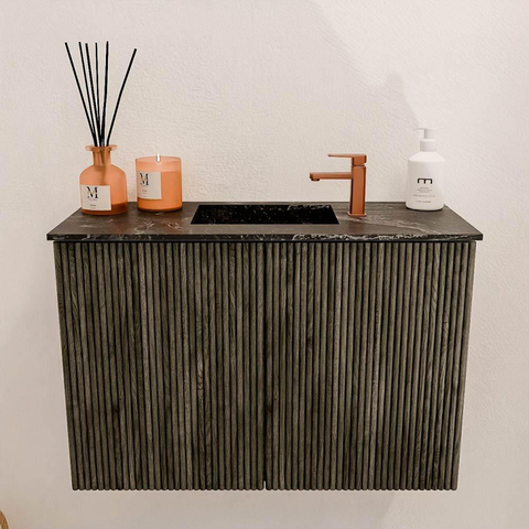 Mondiaz JOYA-DLUX 60cm toiletmeubel - kleur Shadow - Wastafel FAYE positie Midden 1 kraangat kleur Lava. SW1422819