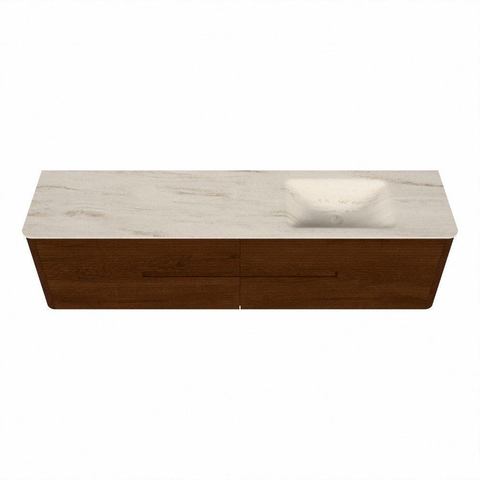 Mondiaz CIRO-DLUX Meuble de salle de bains complet - 190x45x50cm - Plan-vasque Solid surface Meli - 1 bassin à droite - 1 trou de robinetterie - 4 tiroirs - Ruby SW1531803