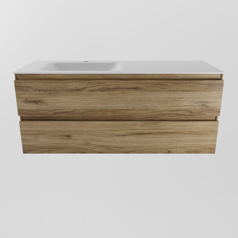 Mondiaz Aivy ensemble de meuble de salle de bains - 120x45x50cm - 1 trou de robinet - 1 vasque talc Solid surface - Gauche - 2 tiroirs - Avec armoire de toilette - Mélamine Chai SW892264
